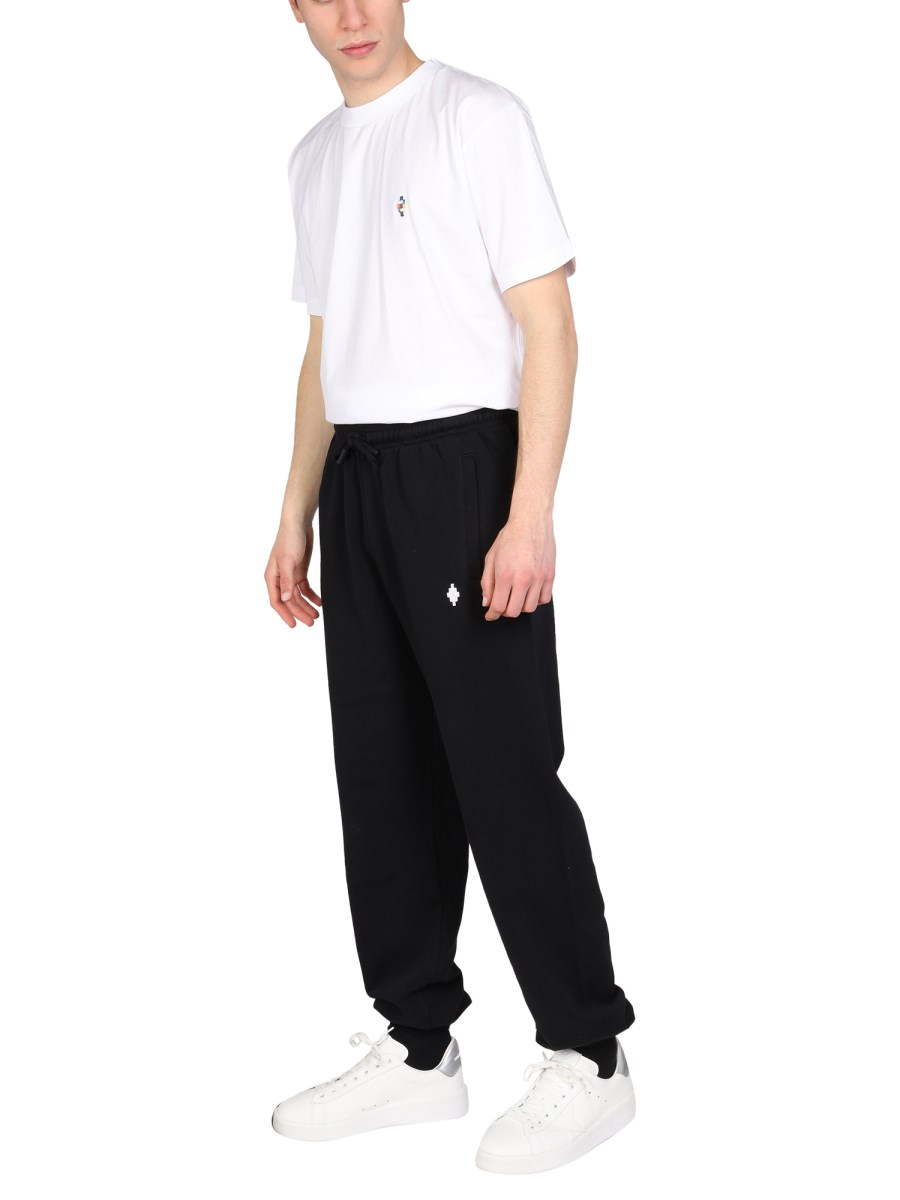 MARCELO BURLON COUNTY OF MILAN PANTALONI DI FELPA DI COTONE CON RICAMO LOGO