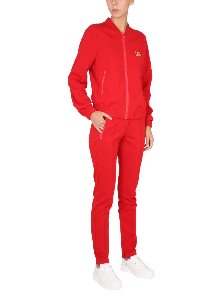 DOLCE & GABBANA PANTALONI IN PUNTO STOFFA CON STAMPA LOGO