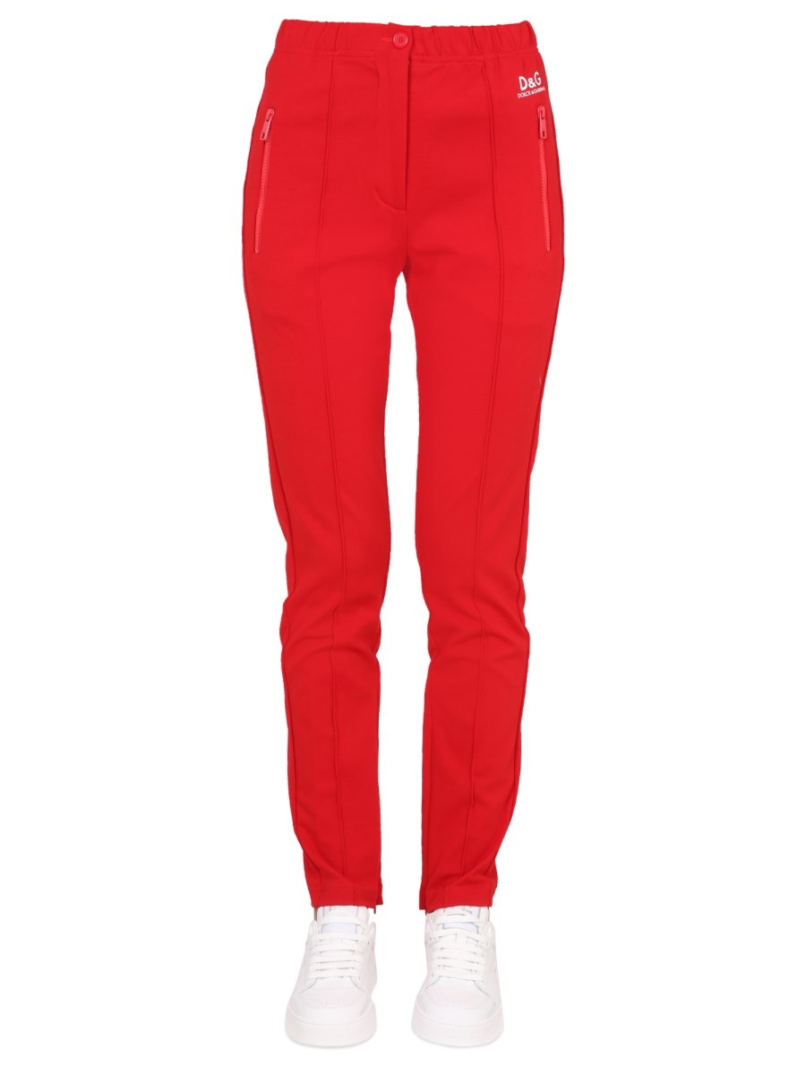 DOLCE & GABBANA PANTALONI IN PUNTO STOFFA CON STAMPA LOGO