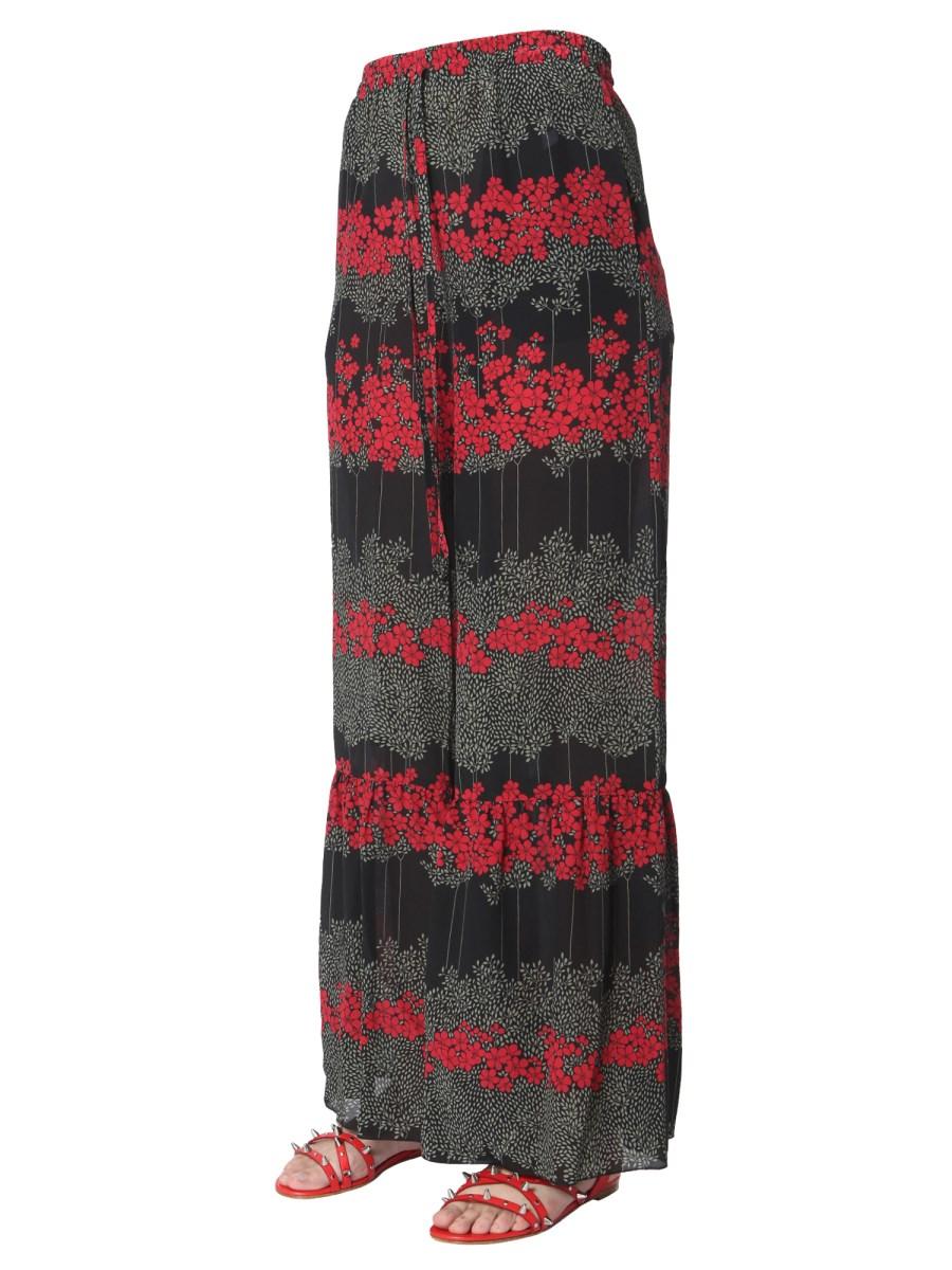 RED VALENTINO PANTALONI IN SETA CON STAMPA DREAMING PEONY