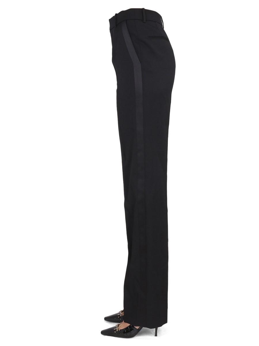SAINT LAURENT PANTALONI SMOKING A VITA ALTA IN GRAIN DE POUDRE