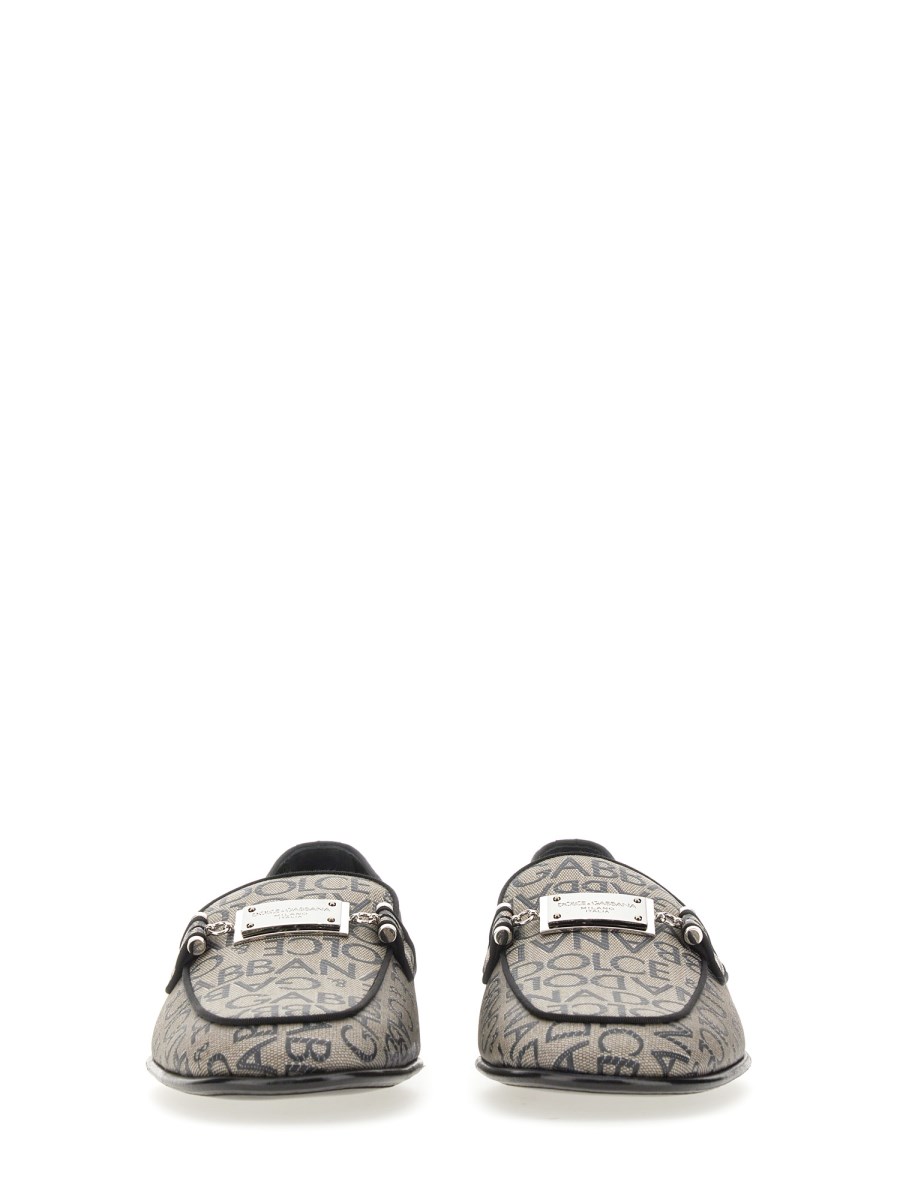DOLCE & GABBANA PANTOFOLA IN JACQUARD CON ETICHETTA LOGO