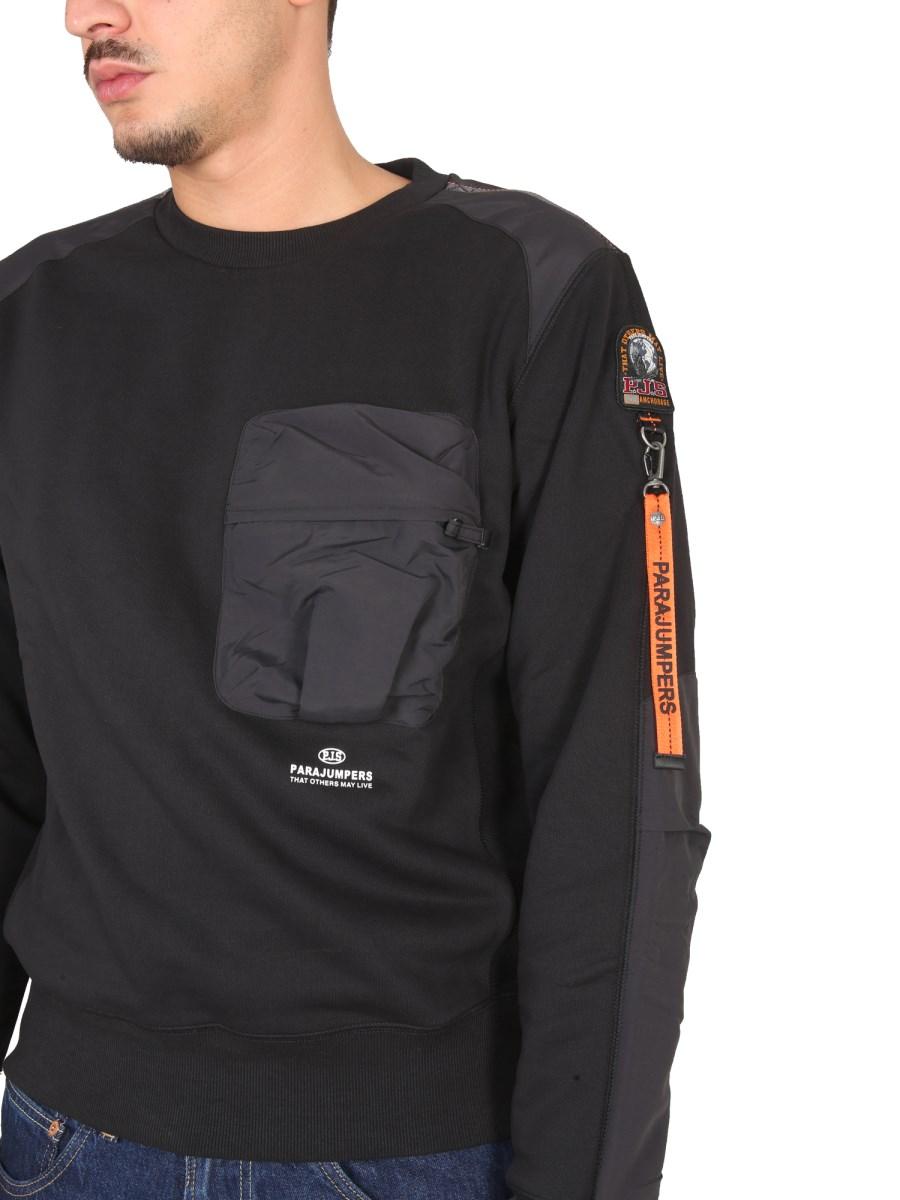 PARAJUMPERS FELPA IN COTONE CON PATCH LOGO