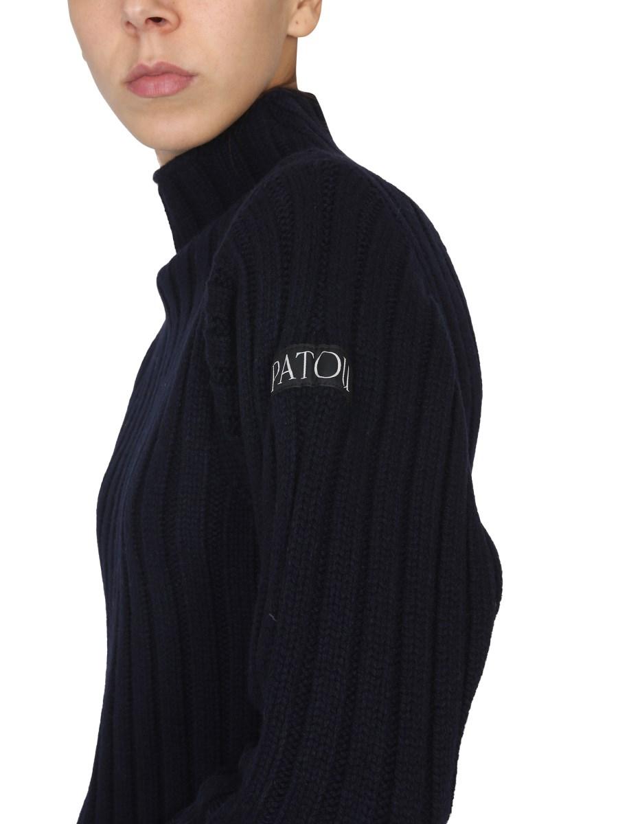 PATOU MAGLIA A COSTE LARGHE IN LANA E CASHMERE