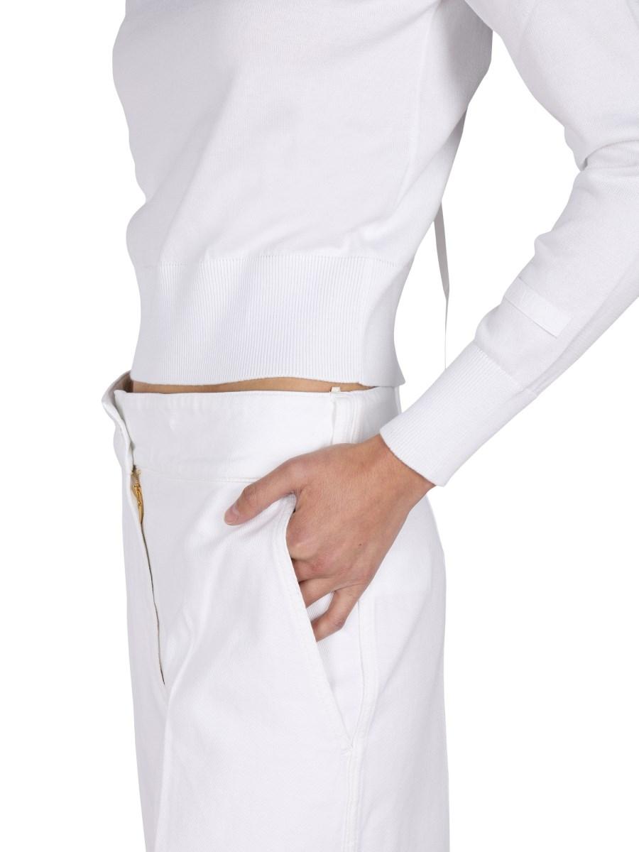 PATOU MAGLIA IN LANA E COTONE CON FIOCCO