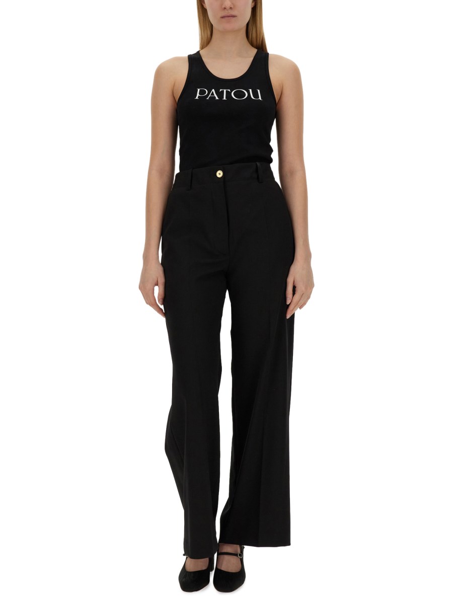 PATOU TOP IN JERSEY DI COTONE CON STAMPA LOGO
