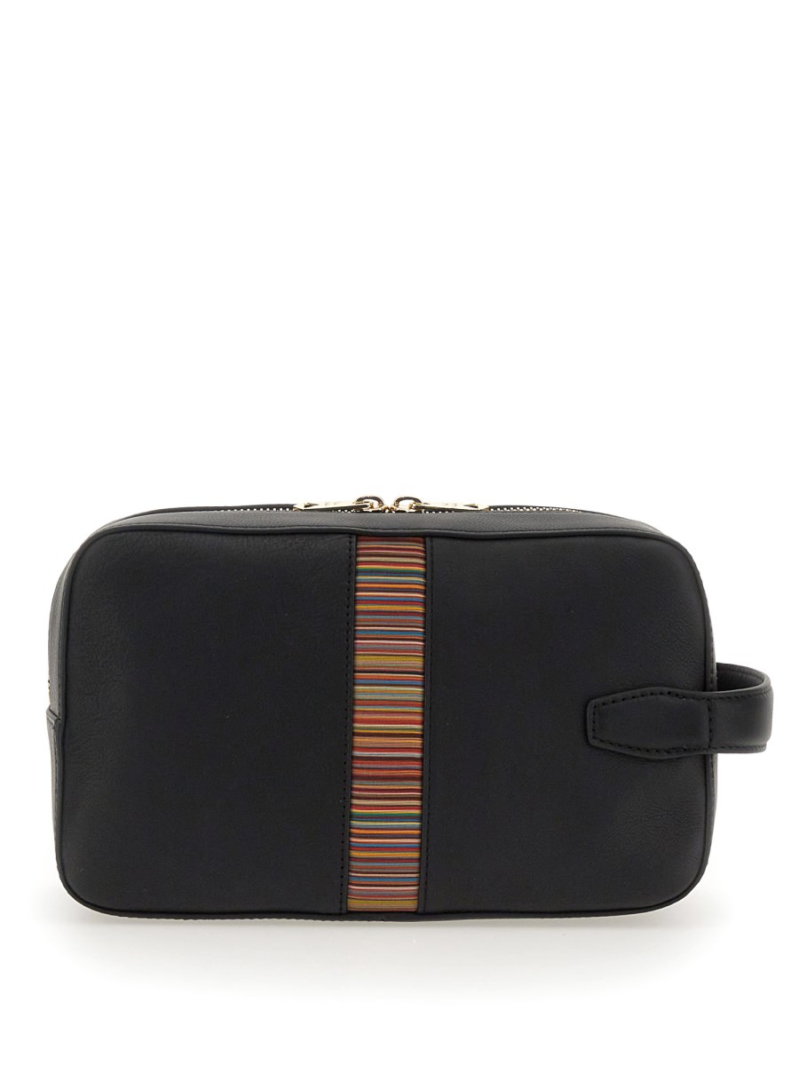 PAUL SMITH BEAUTY CASE IN PELLE SIGNATURE STRIPE