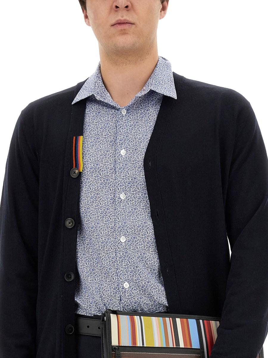 PAUL SMITH CARDIGAN IN LANA CON SCOLLO A V