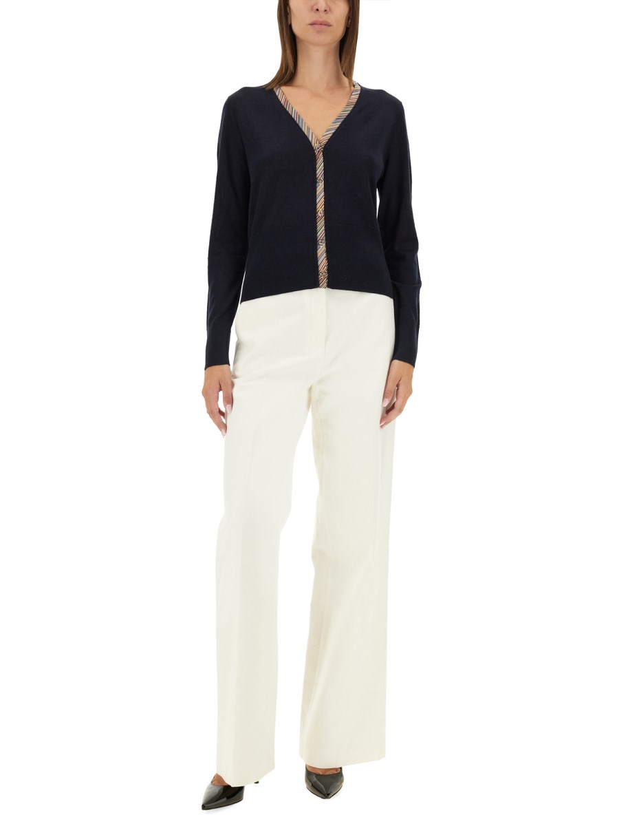 PAUL SMITH CARDIGAN IN MISTO LANA CON SCOLLO A V