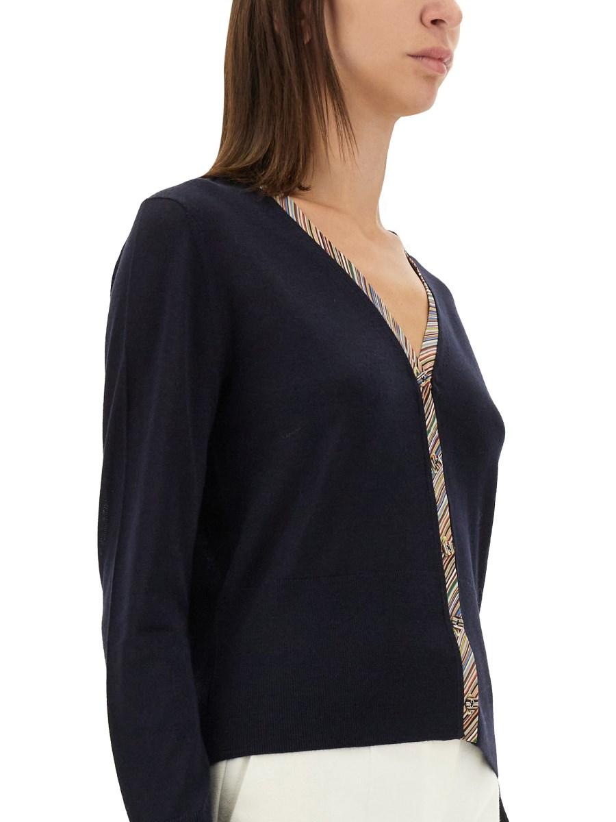 PAUL SMITH CARDIGAN IN MISTO LANA CON SCOLLO A V