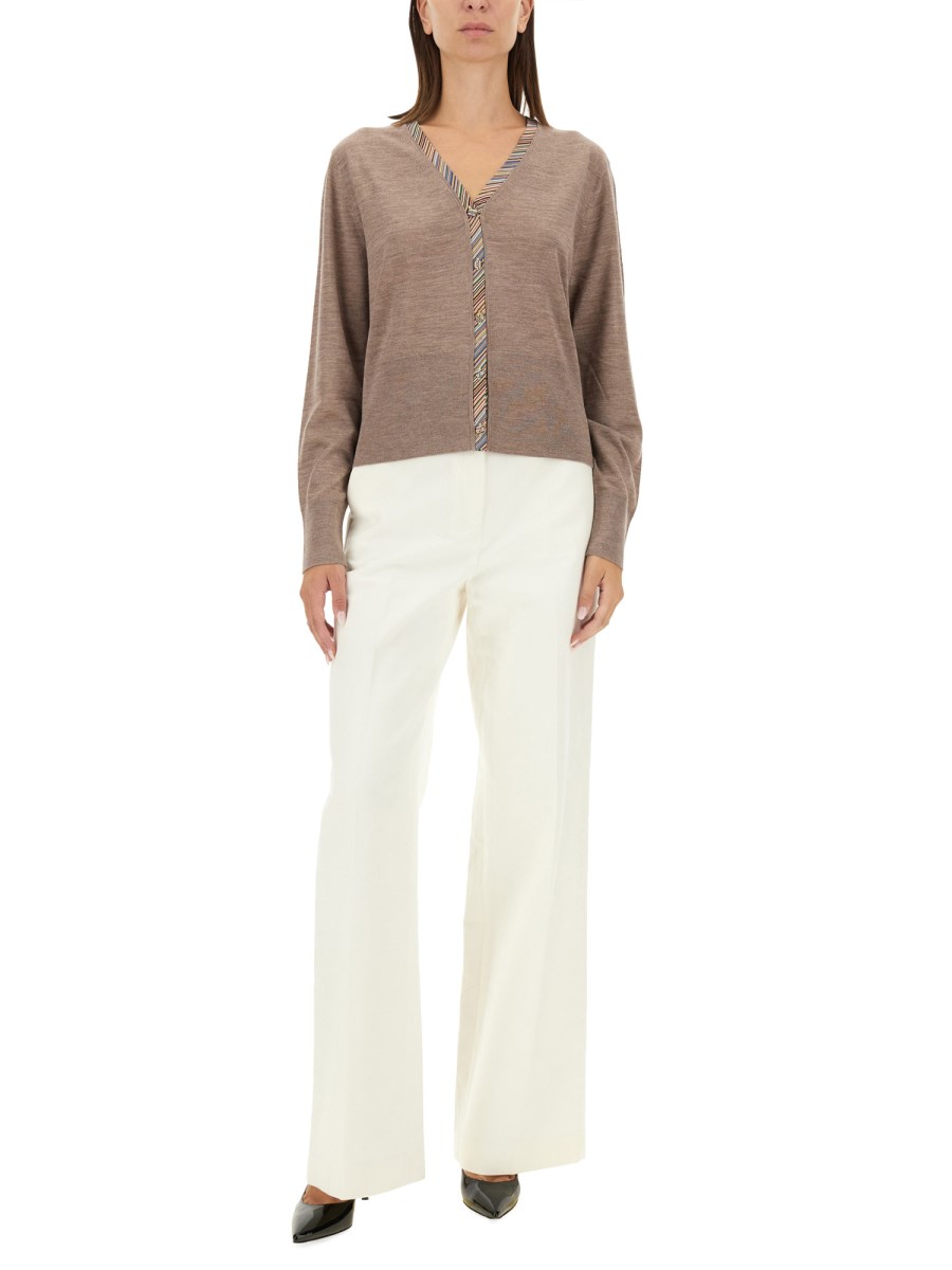 PAUL SMITH CARDIGAN IN MISTO LANA CON SCOLLO A V
