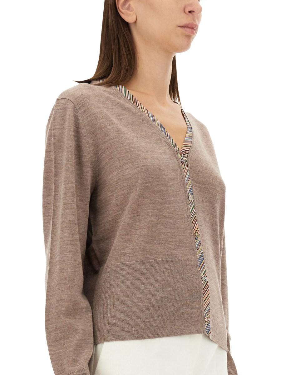 PAUL SMITH CARDIGAN IN MISTO LANA CON SCOLLO A V