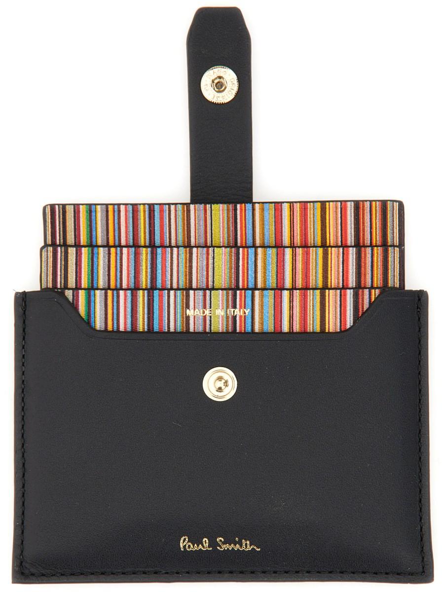 PAUL SMITH PORTA CARTE IN PELLE CON LOGO