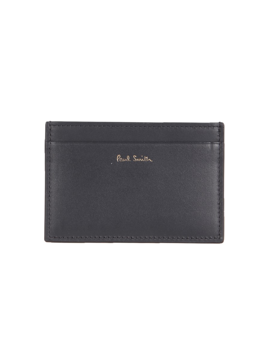PAUL SMITH PORTACARTE IN PELLE CON RIGHE