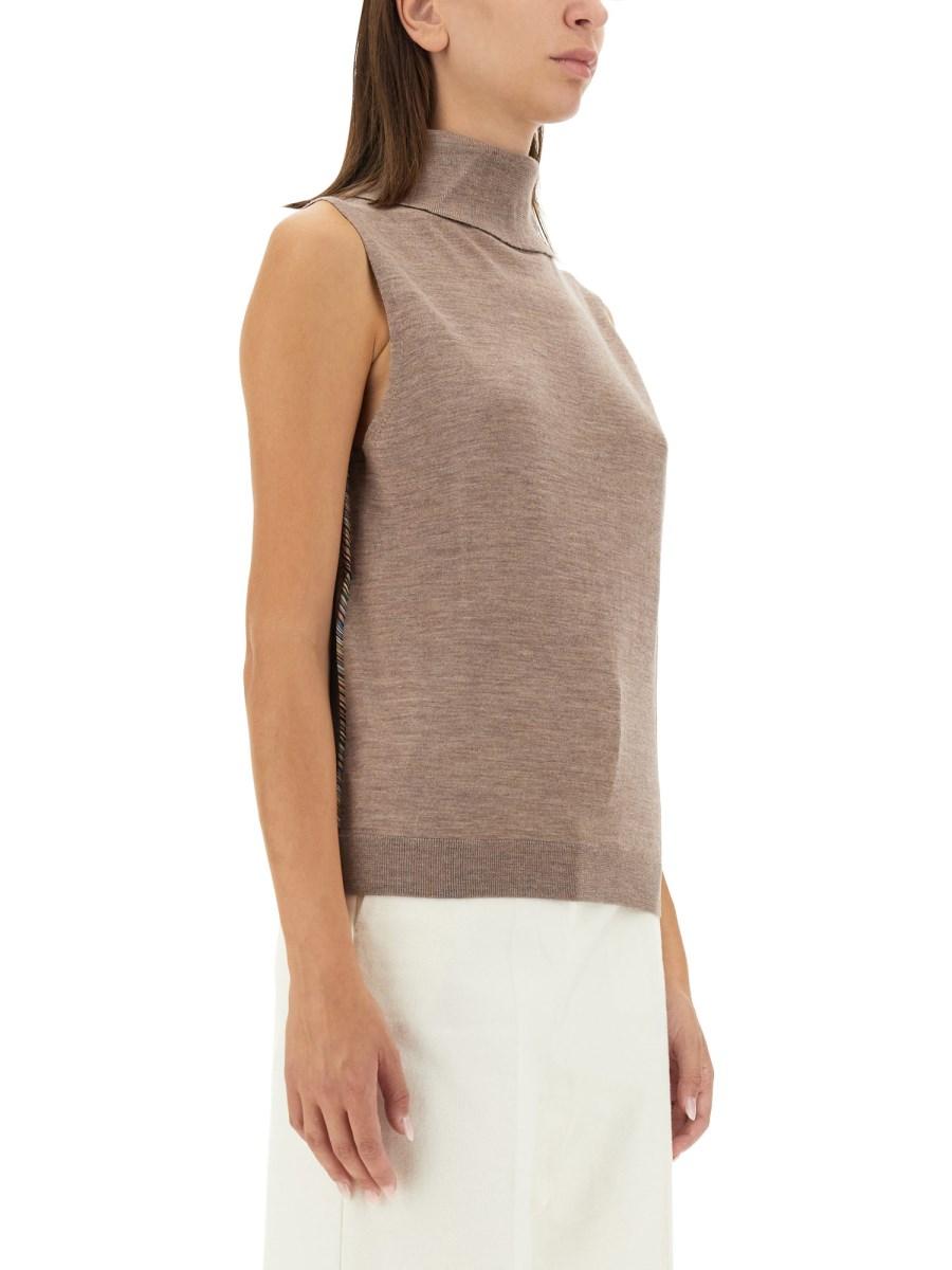 PAUL SMITH TOP IN MISTO LANA CON COLLO ALTO