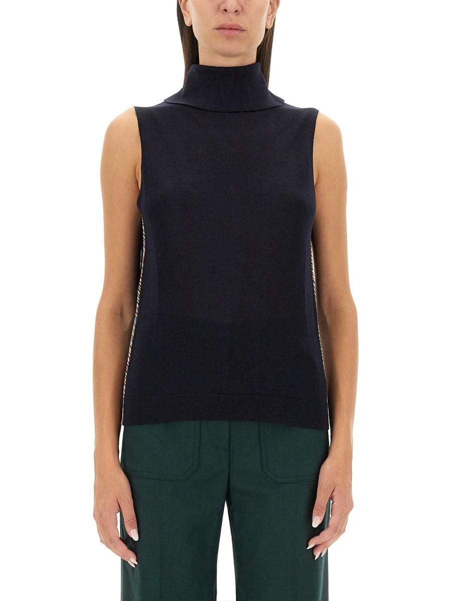 PAUL SMITH TOP IN MISTO LANA CON COLLO ALTO