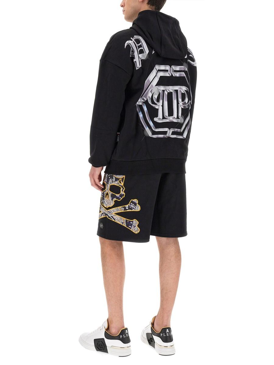 PHILIPP PLEIN FELPA CON CAPPUCCIO IN COTONE