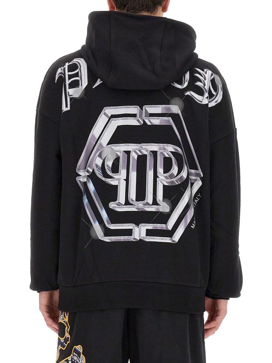 PHILIPP PLEIN FELPA CON CAPPUCCIO IN COTONE
