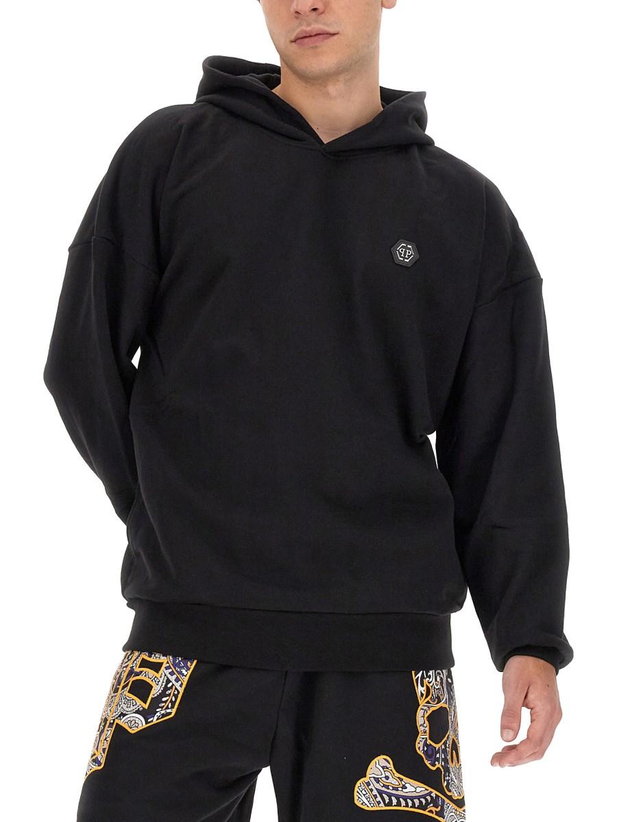 PHILIPP PLEIN FELPA CON CAPPUCCIO IN COTONE