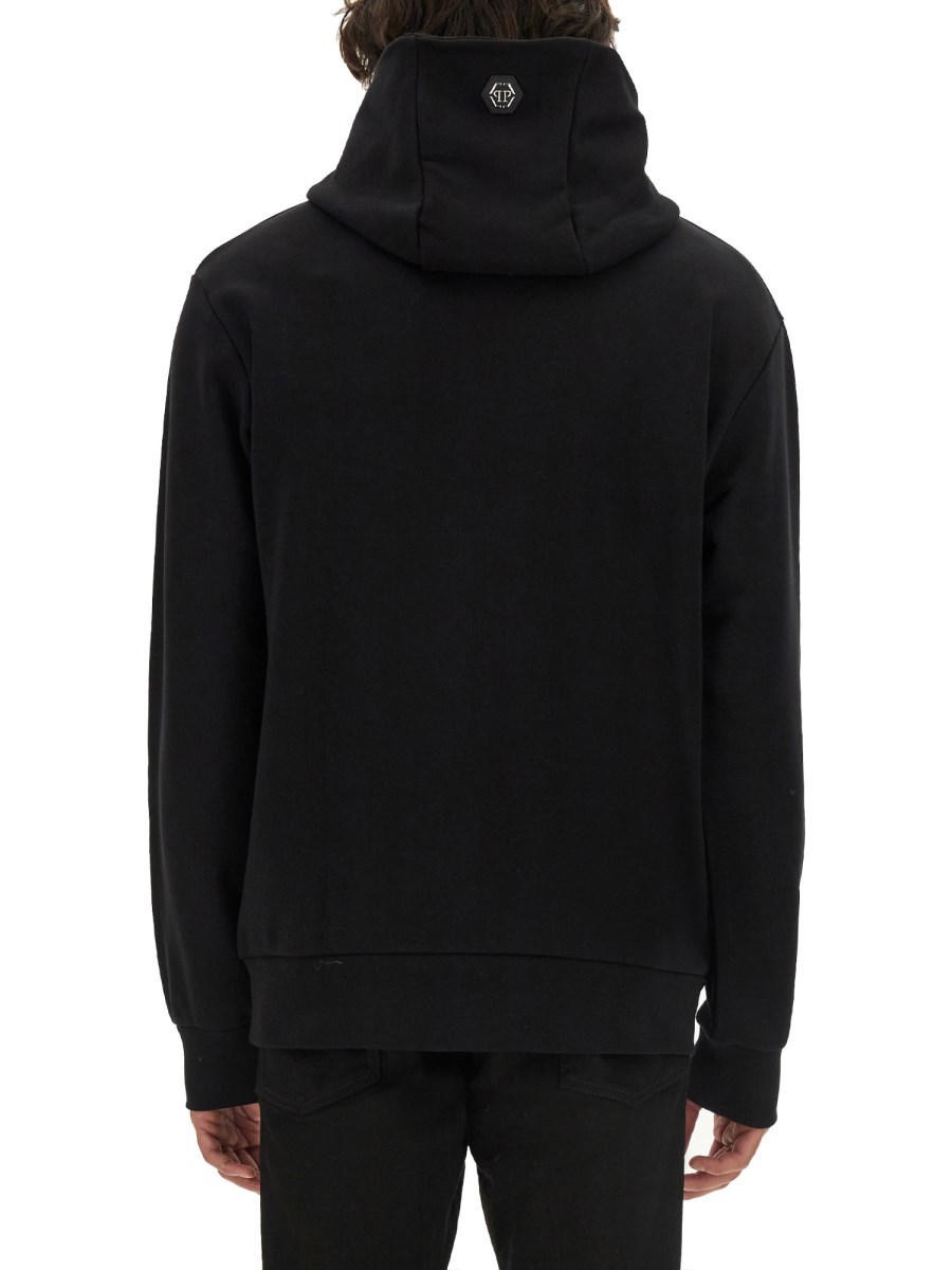 PHILIPP PLEIN FELPA IN COTONE CON STAMPA LOGO