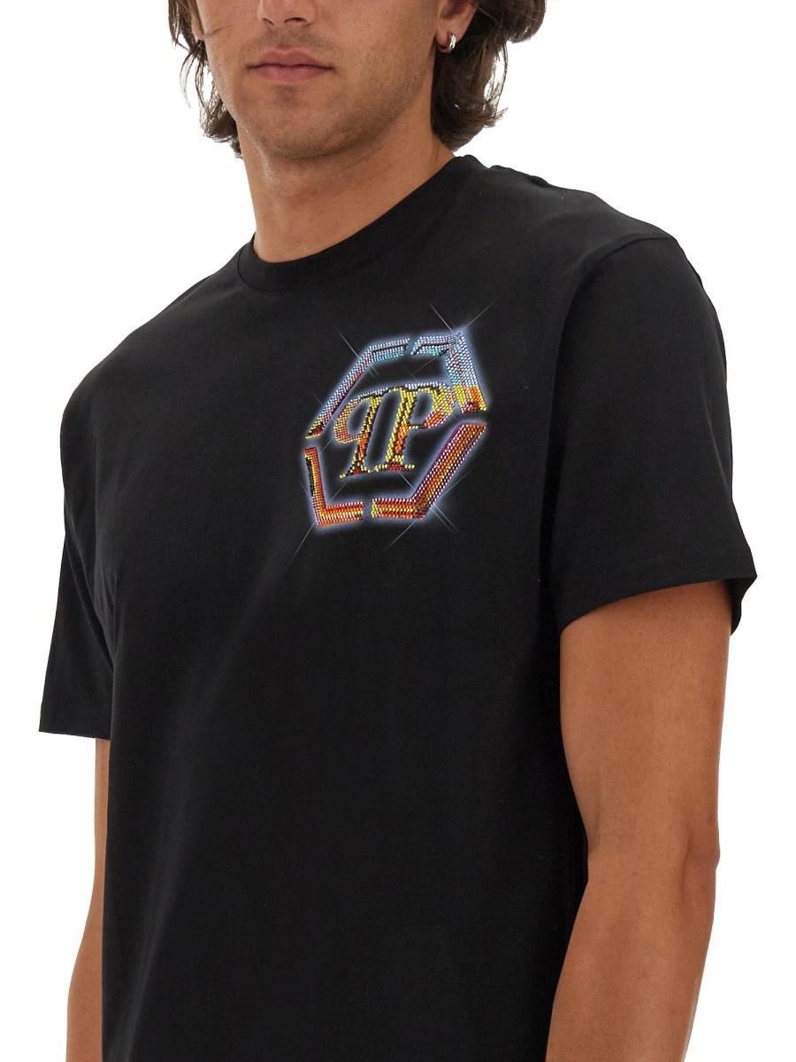 PHILIPP PLEIN T-SHIRT CON LOGO IN JERSEY DI COTONE