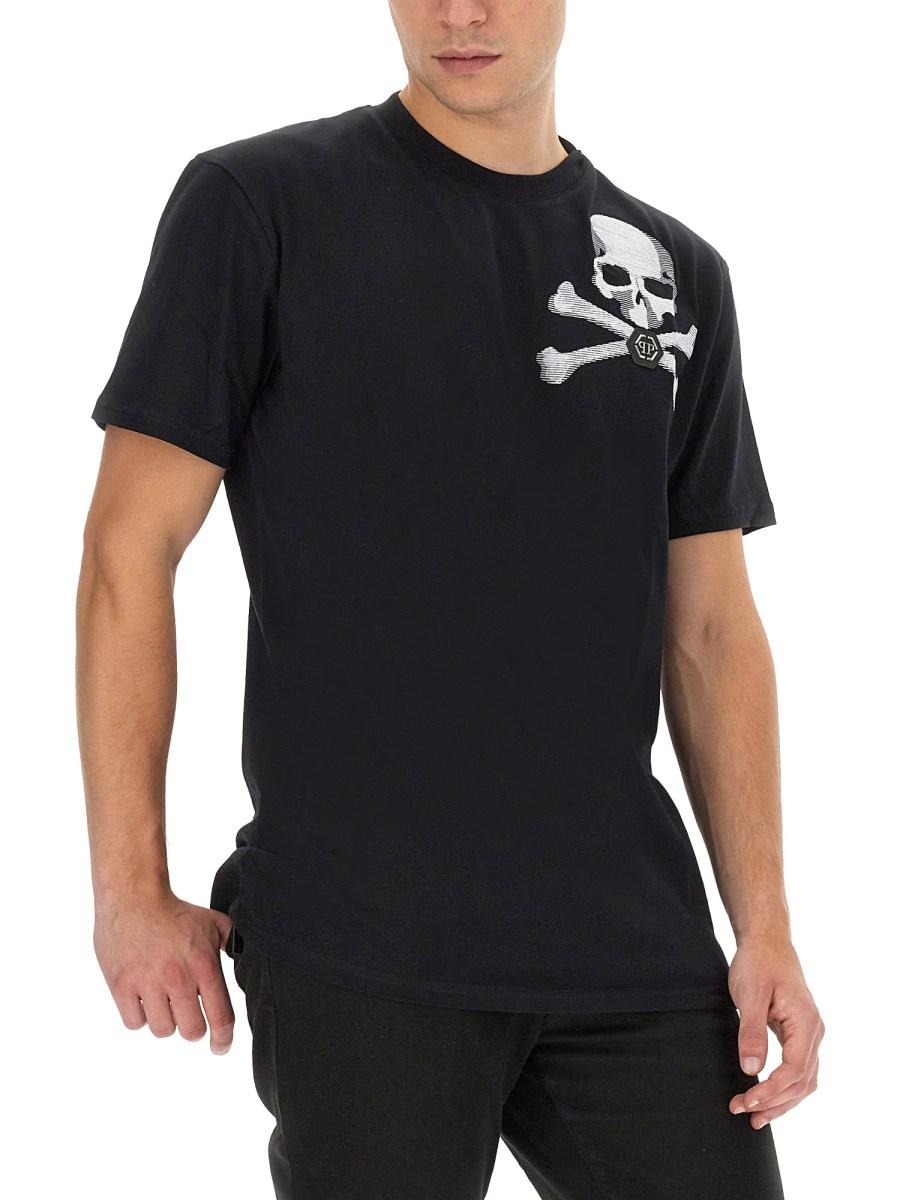PHILIPP PLEIN T-SHIRT CON LOGO IN JERSEY DI COTONE