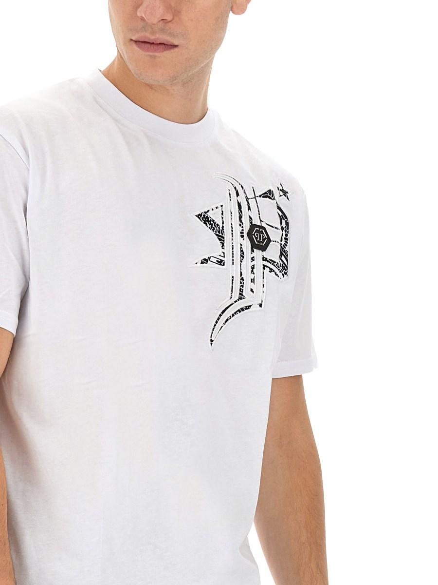 PHILIPP PLEIN T-SHIRT IN JERSEY DI COTONE CON LOGO
