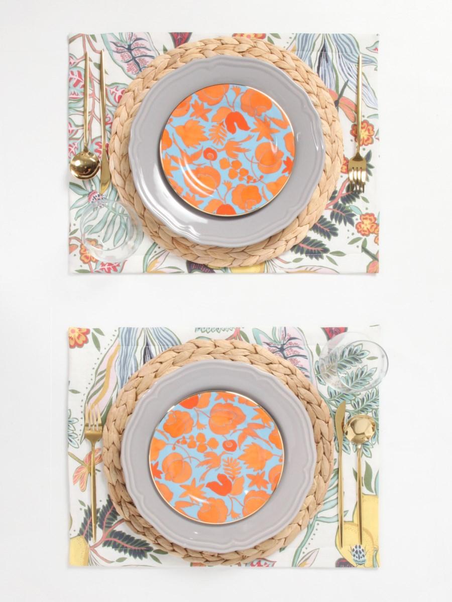 LA DOUBLEJ PIATTO DA DESSERT IN PORCELLANA CON STAMPA WILDBIRD SET DA DUE