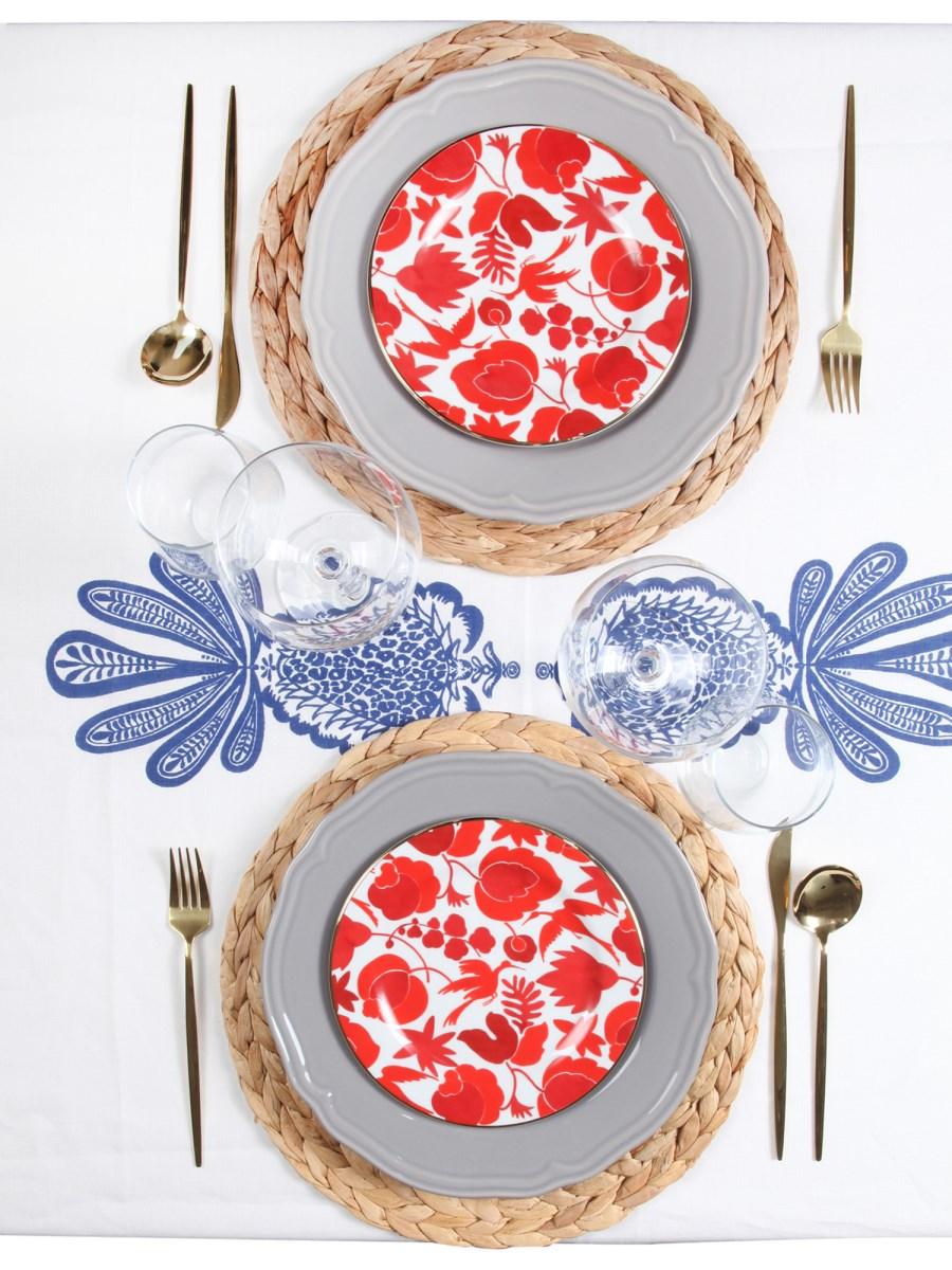 LA DOUBLEJ PIATTO DA DESSERT IN PORCELLANA CON STAMPA WILDBIRD SET DA DUE