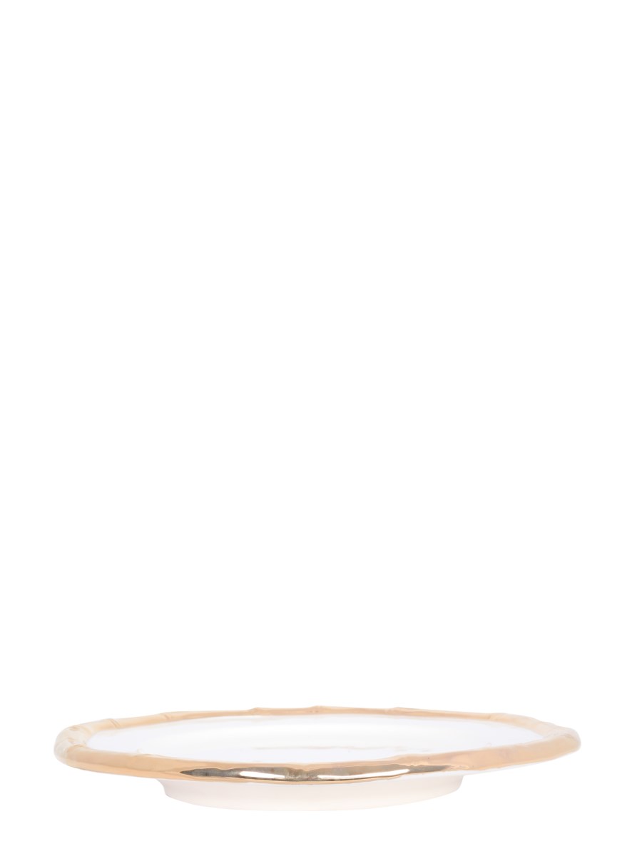 LES-OTTOMANS PIATTO IN CERAMICA CON PROFILO BAMBOO GOLD