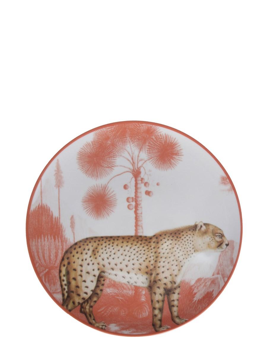 LES-OTTOMANS PIATTO IN CERAMICA CON STAMPA LA MENAGERIE OTTOMANE LEOPARD