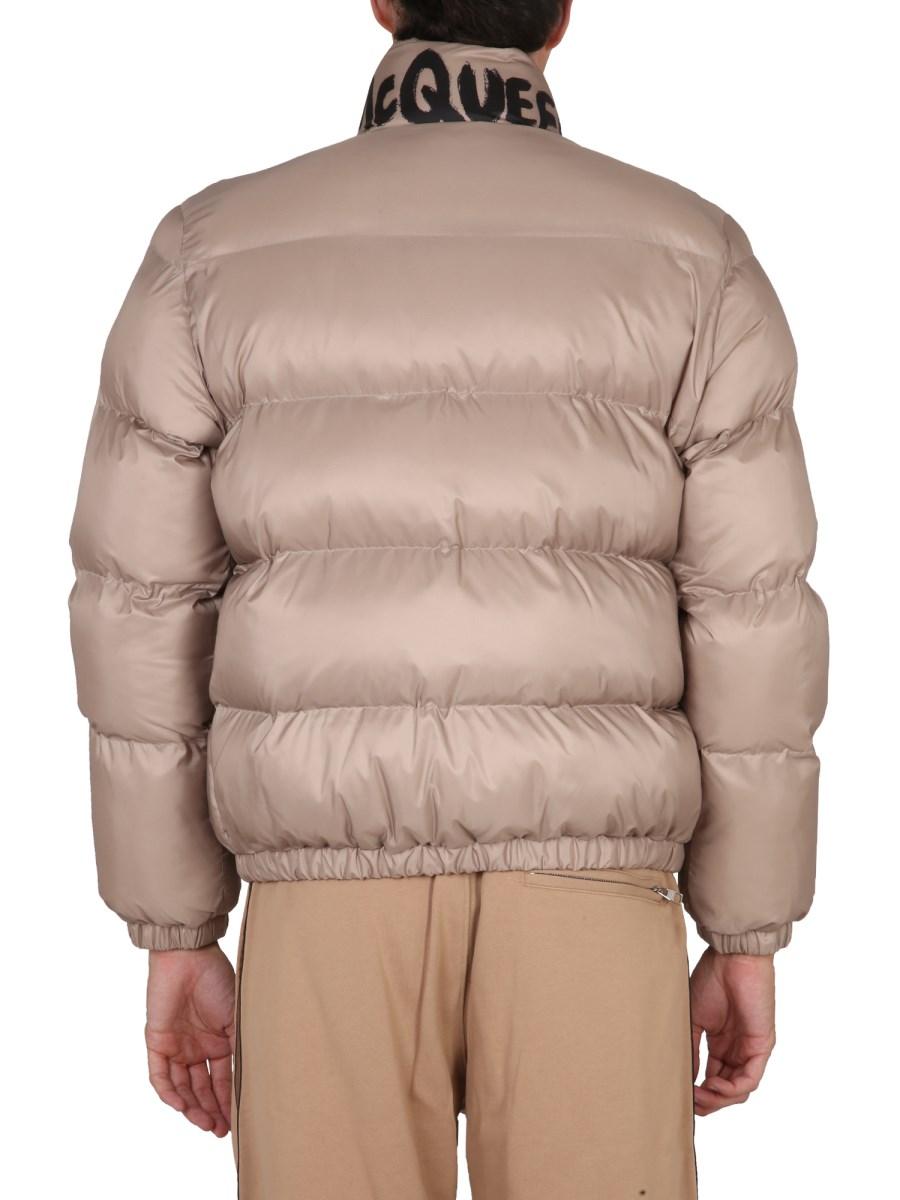 ALEXANDER McQUEEN PIUMINO IN NYLON CON STAMPA LOGO GRAFFITI