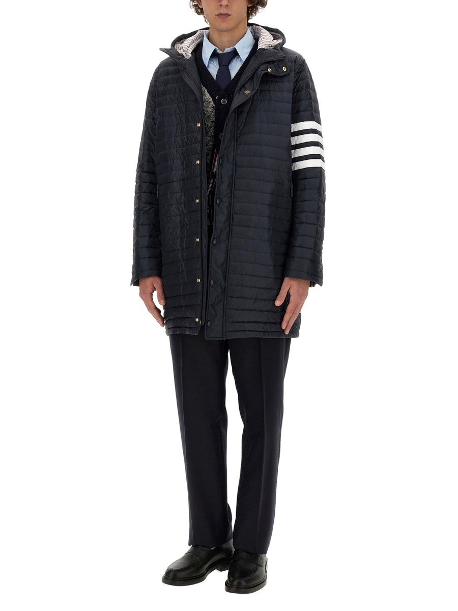 THOM BROWNE PIUMINO TAILORING CON CAPPUCCIO IN NYLON OPACO