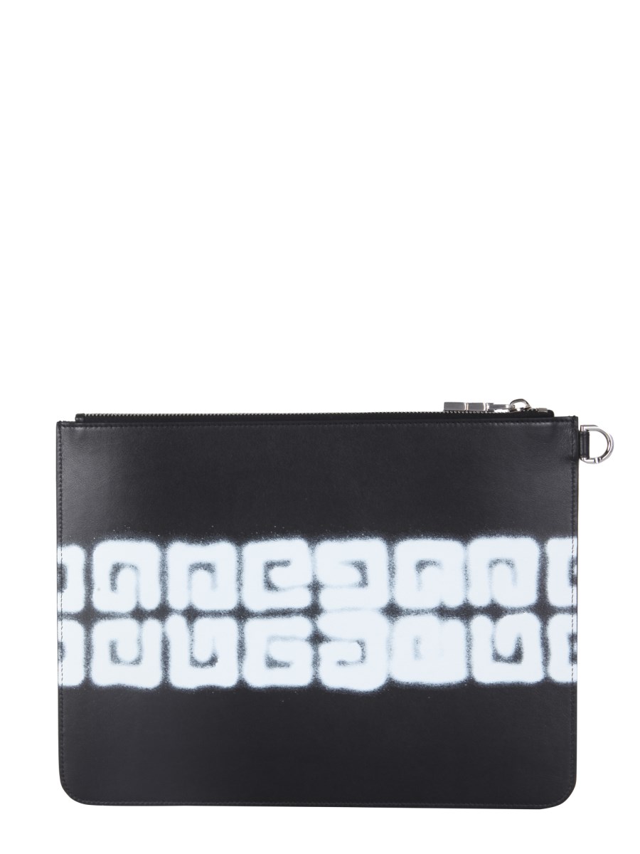 GIVENCHY POCHETTE LARGE IN PELLE CON STAMPA 4G EFFETTO GRAFFITI