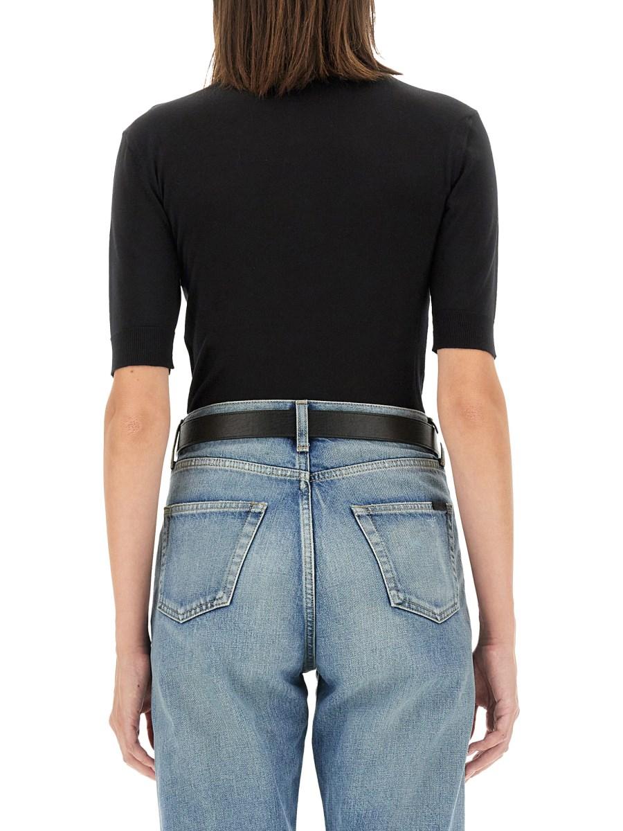 SAINT LAURENT POLO "CASSANDRE" IN CASHMERE LANA E SETA