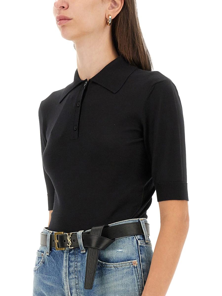 SAINT LAURENT POLO "CASSANDRE" IN CASHMERE LANA E SETA