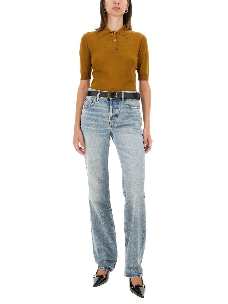 SAINT LAURENT POLO "CASSANDRE" IN CASHMERE LANA E SETA