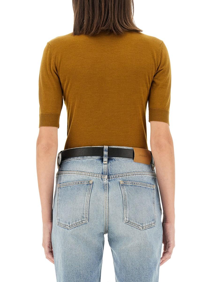 SAINT LAURENT POLO "CASSANDRE" IN CASHMERE LANA E SETA