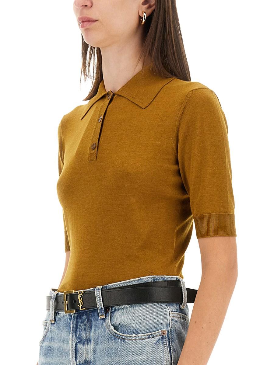 SAINT LAURENT POLO "CASSANDRE" IN CASHMERE LANA E SETA