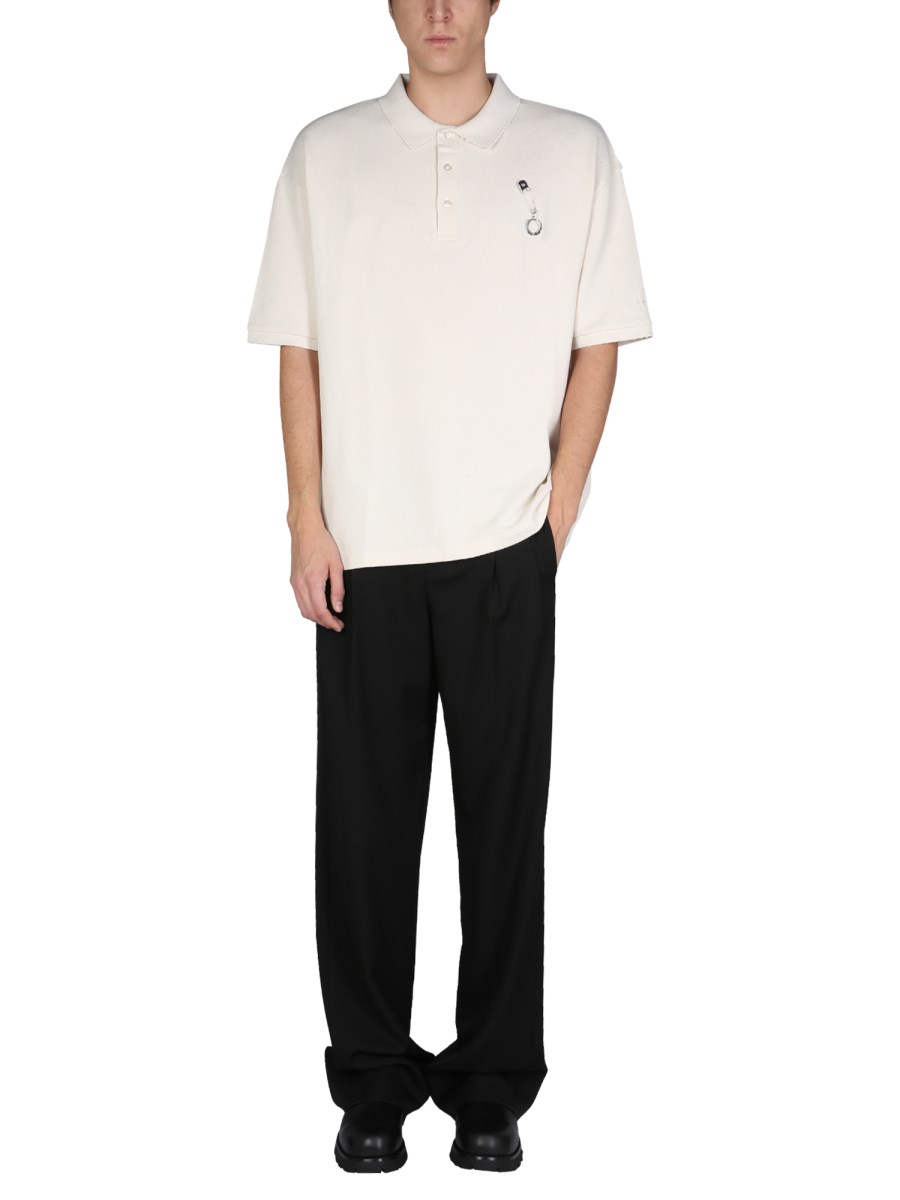 FRED PERRY X RAF SIMONS POLO DISTRESSED OVERSIZED IN PIQUÉ DI COTONE