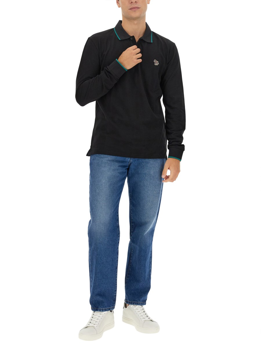 PS BY PAUL SMITH POLO IN PIQUE DI COTONE CON PATCH ZEBRA