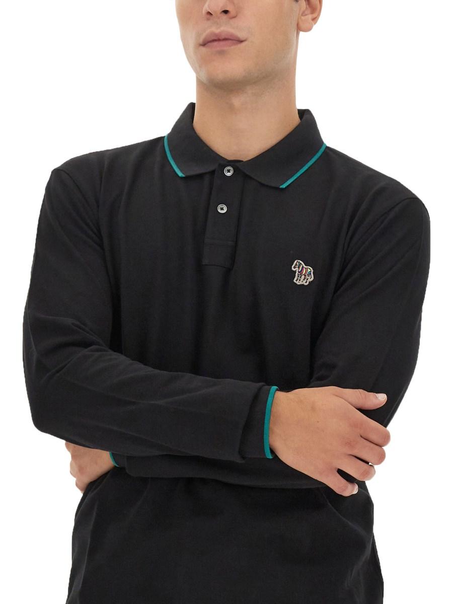 PS BY PAUL SMITH POLO IN PIQUE DI COTONE CON PATCH ZEBRA