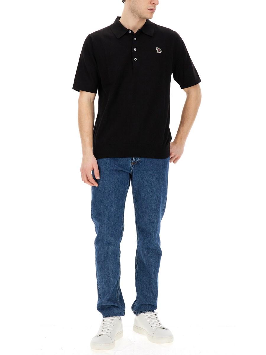 PS BY PAUL SMITH POLO IN PIQUÉ DI COTONE CON PATCH ZEBRA