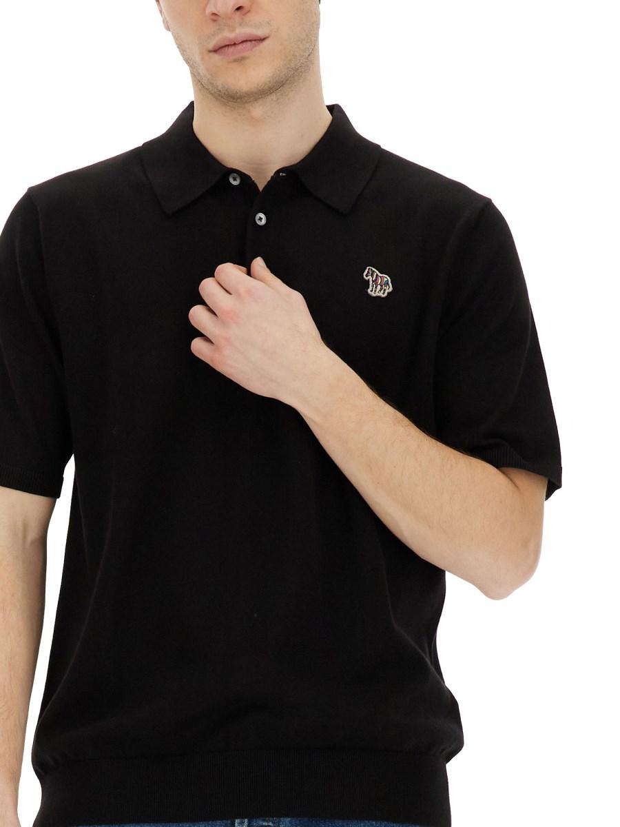 PS BY PAUL SMITH POLO IN PIQUÉ DI COTONE CON PATCH ZEBRA