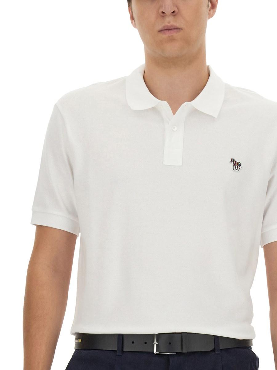 PS BY PAUL SMITH POLO IN PIQUÊ DI COTONE CON PATCH ZEBRA