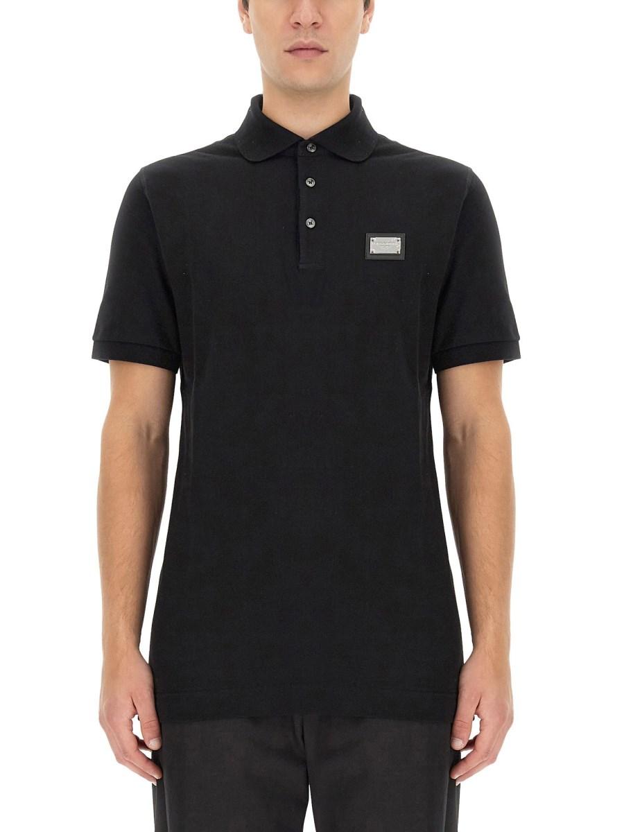DOLCE & GABBANA POLO IN PIQUE DI COTONE CON PLACCA LOGO