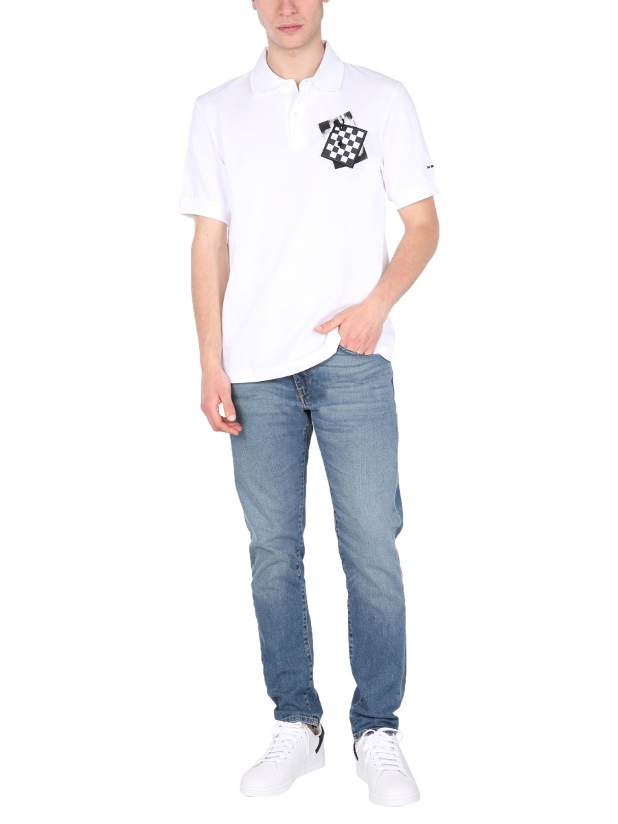 FRED PERRY X RAF SIMONS POLO REGULAR FIT IN PIQUE DI COTONE CON SPILLA E RICAMO LOGO