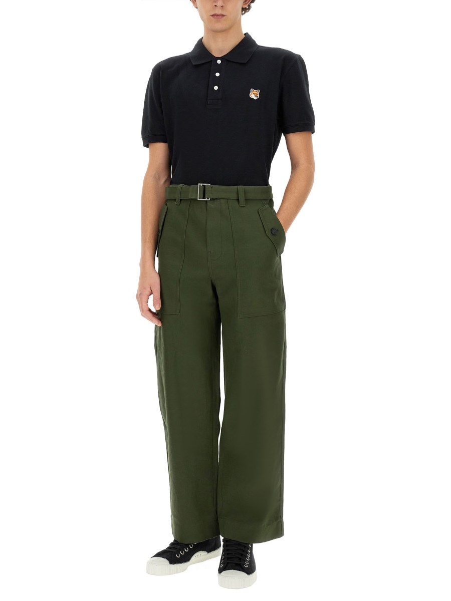MAISON KITSUNÉ POLO REGULAR IN COTONE CON PATCH FOX HEAD