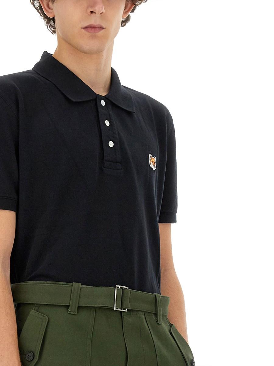 MAISON KITSUNÉ POLO REGULAR IN COTONE CON PATCH FOX HEAD