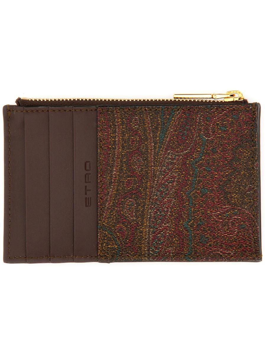 ETRO PORTA CARTE CON STAMPA PAISLEY IN TELA SPALMATA